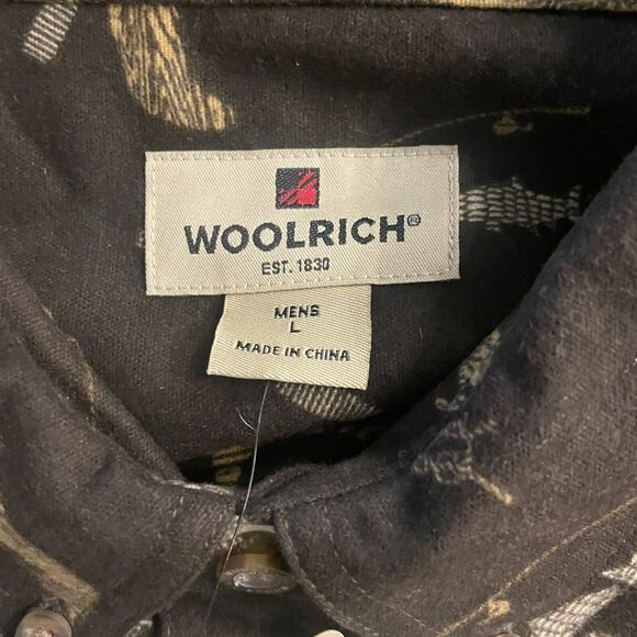 Woolrich Shirt Fish Canoe Graphic Heavyweight Button Up Mens L New - Picture 3 of 12